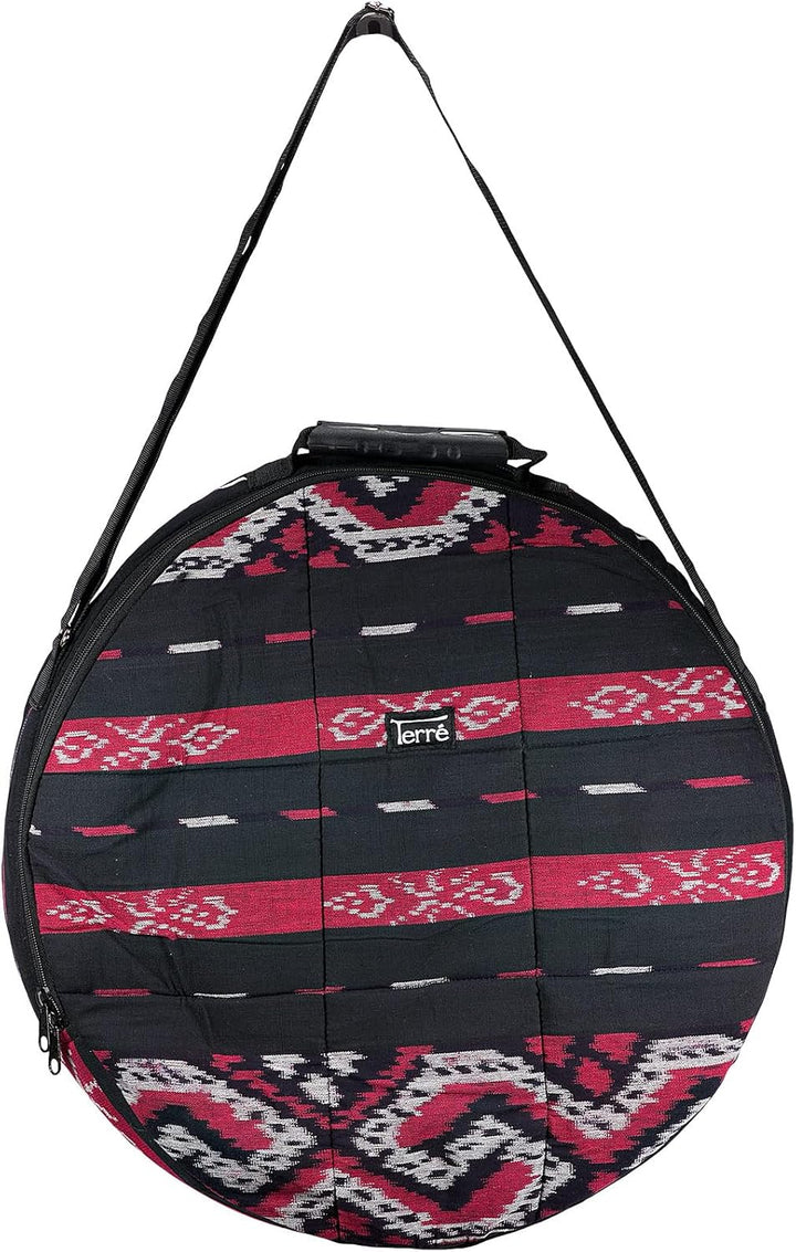 Terré Shamandrum Tasche ROT aus Ikat Ø 40 cm Schamanentrommel Rund Ritual Drum Trageriemen