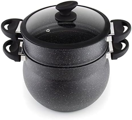Royal Swiss® Couscous-Topf/Dampfgarer, 3-in-1, Durchmesser 20 cm, 4 Liter, Aluminium, Glaskonvektor,