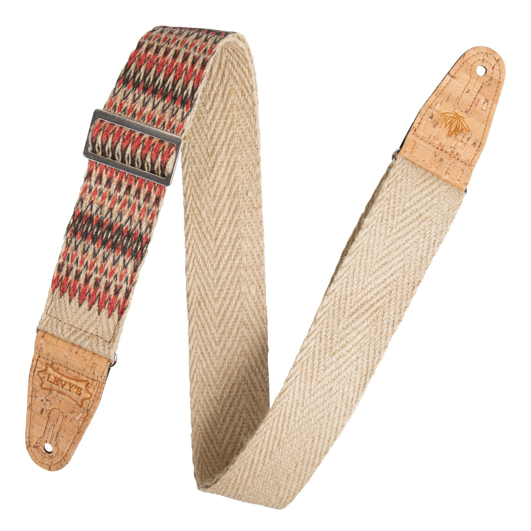 Levy's MH8P-006 Gitarrengurt Natural Hemp Webbing Cork Ends and Pocket 2" - Kedu, Kedu