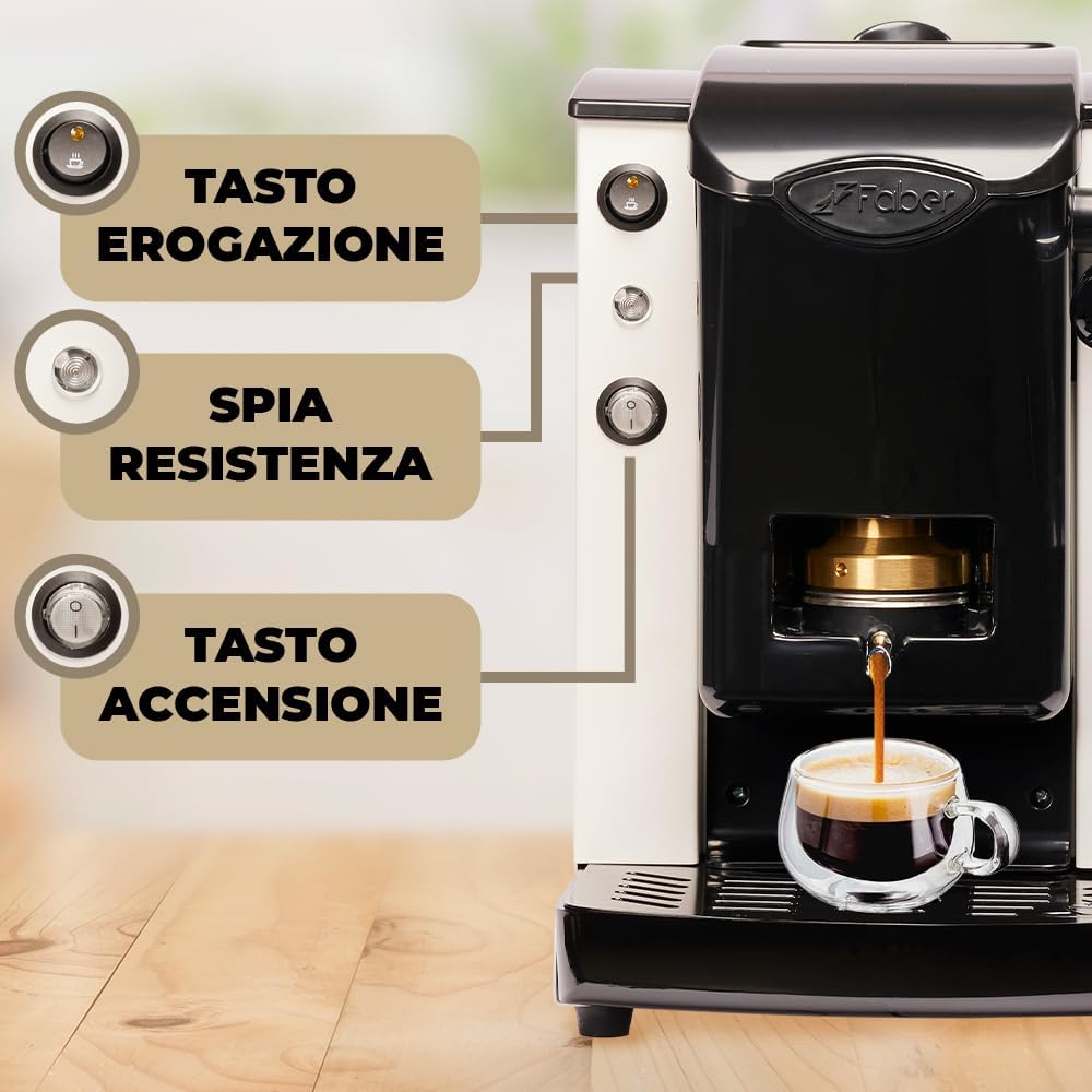 FABER COFFEE MACHINES | Plast-Schlitzmodell | Kaffeepadmaschine für ESE-Pads 44 mm | Einstellbarer M