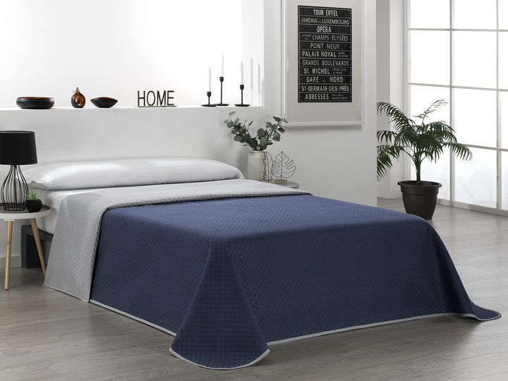 Martina Home Tagesdecke, wendbar, Grau, Blau Bett 135 cm Graublau, Bett 135 cm Graublau