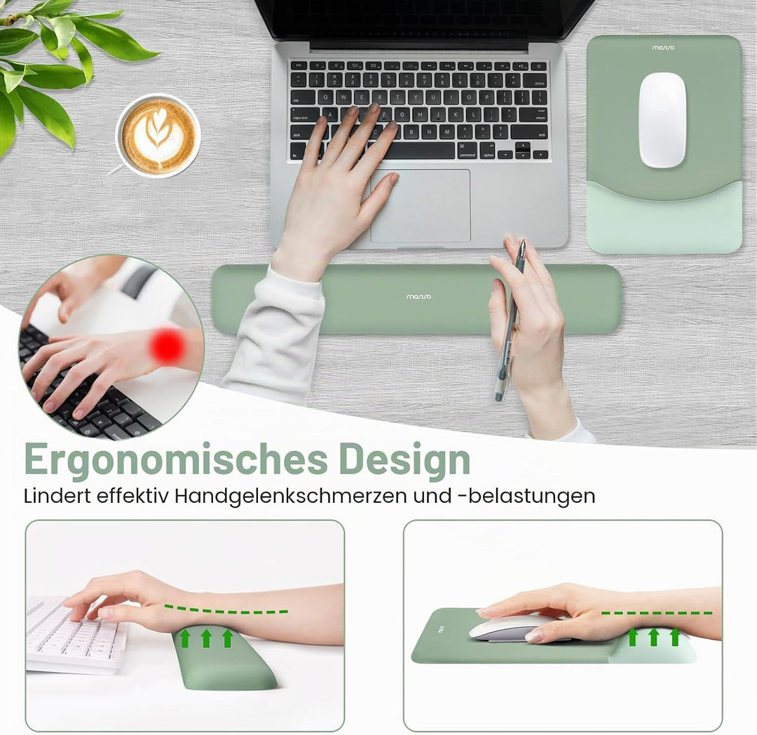 MOSISO Handgelenkstütze für Mauspad&Tastatur Set, Rechteckig Ergonomisch Mauspad Rutschfest Basis Ho