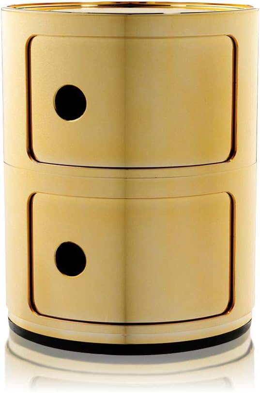 Kartell Componibili, 2 Elements, Gold, Runde Basis 2-fächer Gold, 2-fächer Gold