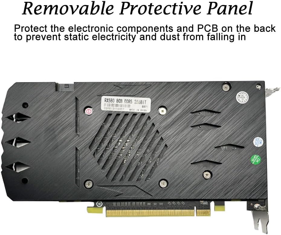 QTHREE Radeon RX 580 Grafikkarte, 8G D5 256-bit, HDMI, 2X DisplayPort, DirectX 12, 8 PIN Additional