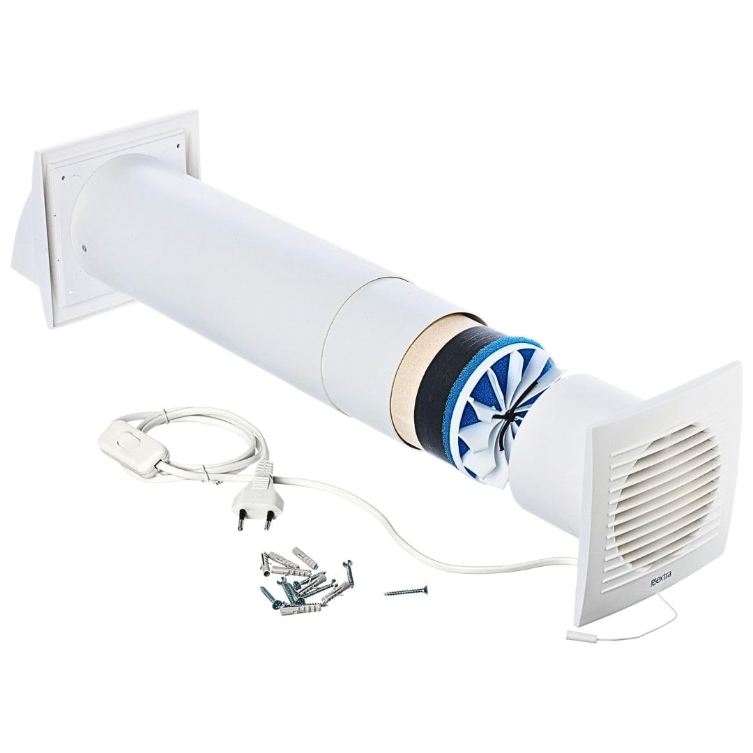 Ø 100mm Dezentrale Wohnraumlüftung mit Wärmerückgewinnung / Mit Kabel und Zugschnur Mit Kabel und Zu
