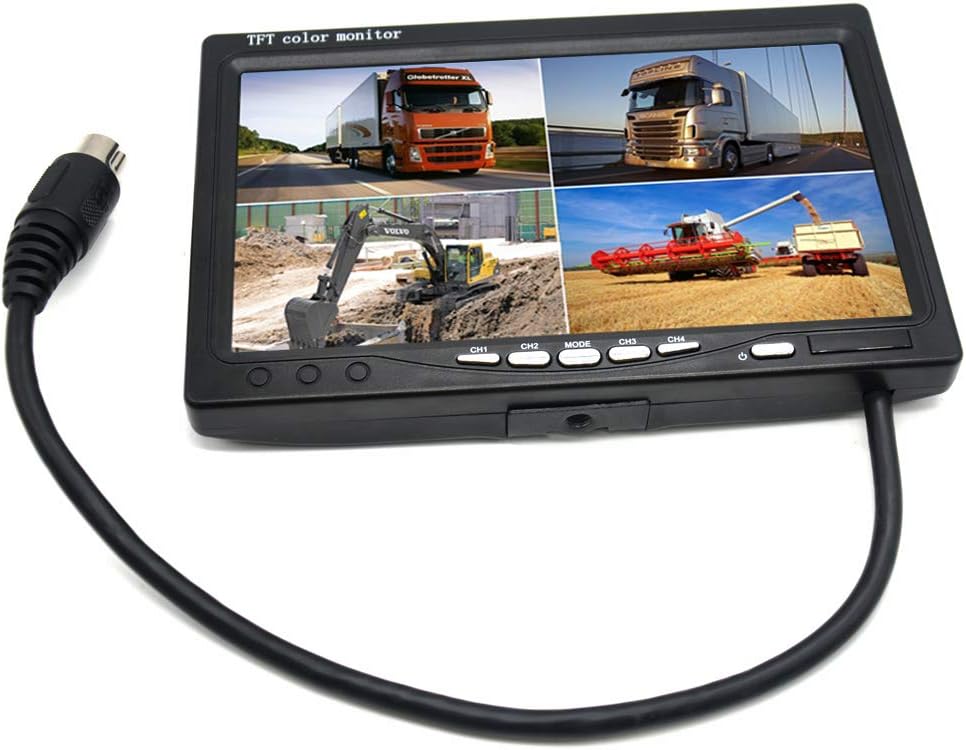 7 Zoll TFT LCD Auto Rückfahrkamera Quad Split Monitor Fernbedienung 4 Kanäle RCA Video Eingänge (4-P