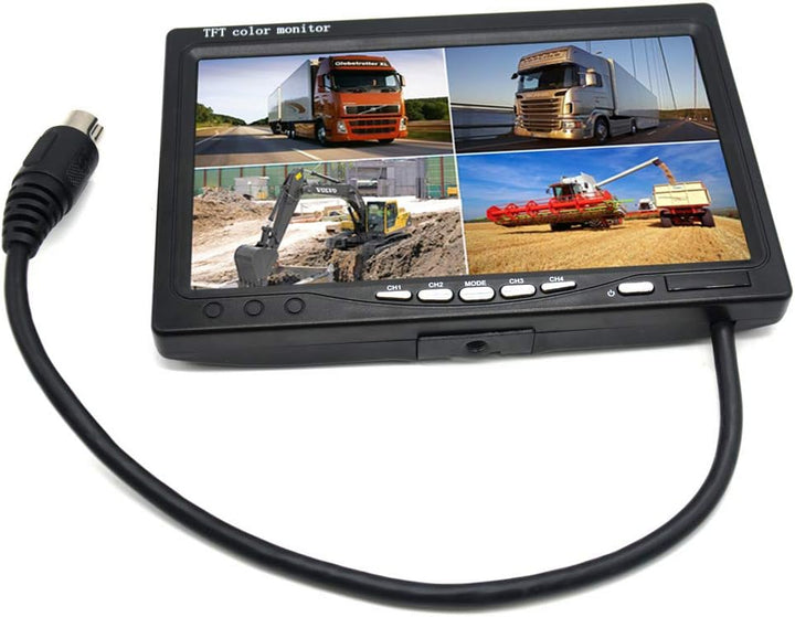 7 Zoll TFT LCD Auto Rückfahrkamera Quad Split Monitor Fernbedienung 4 Kanäle RCA Video Eingänge (4-P