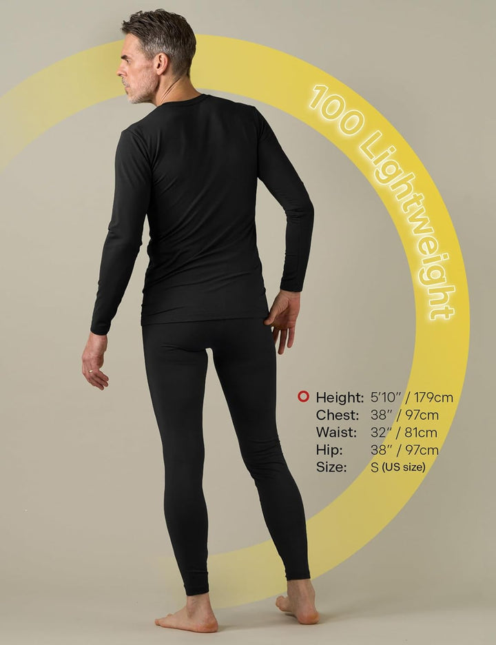 LAPASA Herren Innenfleece Thermounterwäsche Set, Thermounterhemd & Thermohosen Funktionsunterwäsche