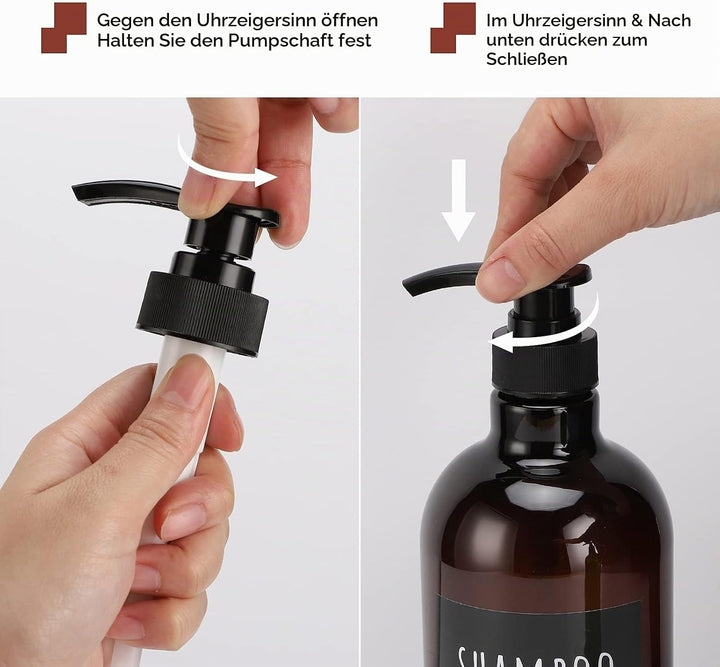 1000ml/33.8oz Shampoo-Flasche mit Pumpe, Segbeauty 3pcs Leere Shampoo- und Conditioner-Flasche, Sham