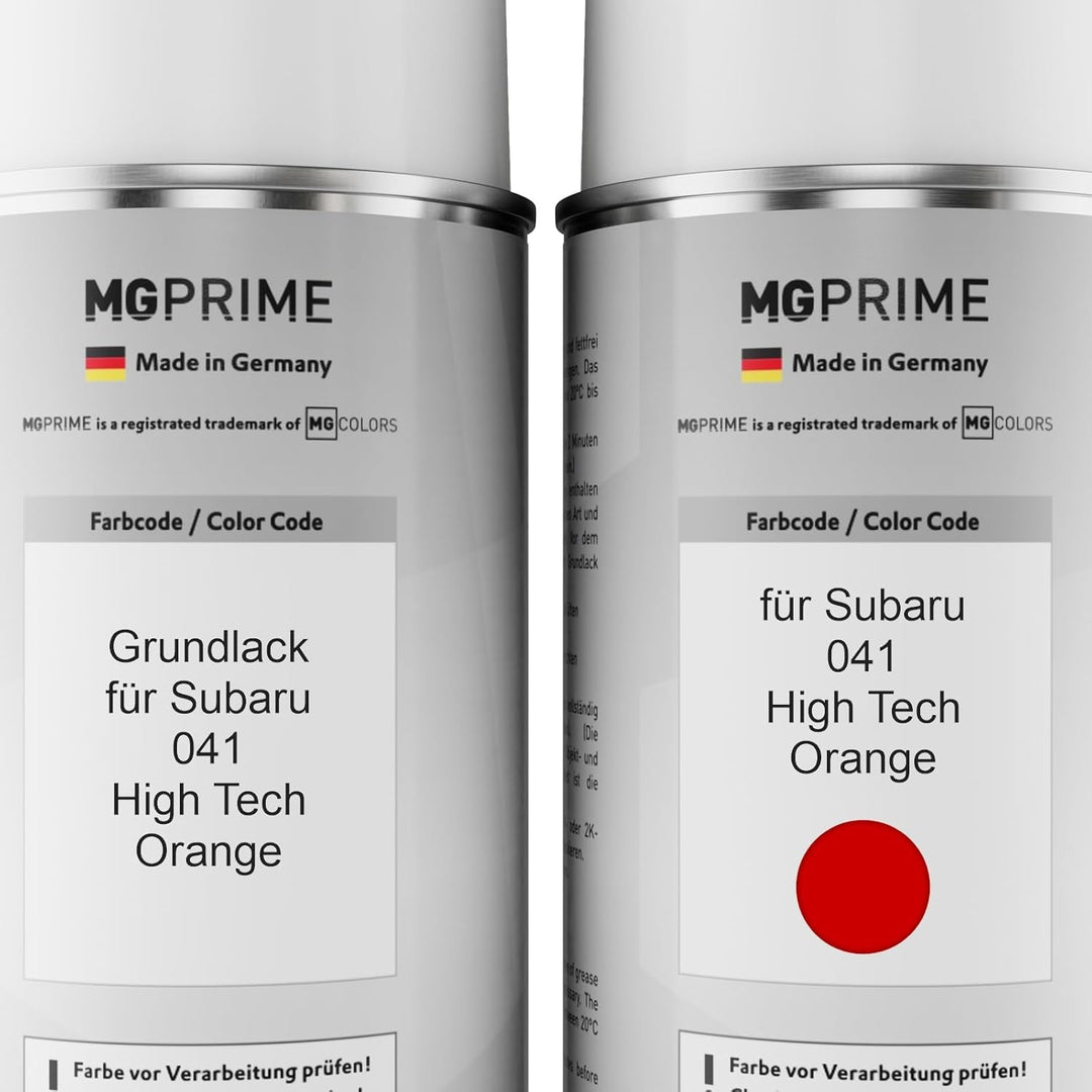 MG PRIME Autolack Sprühdosen Set für Subaru 041 High Tech Orange Grundlack Basislack Klarlack Sprayd
