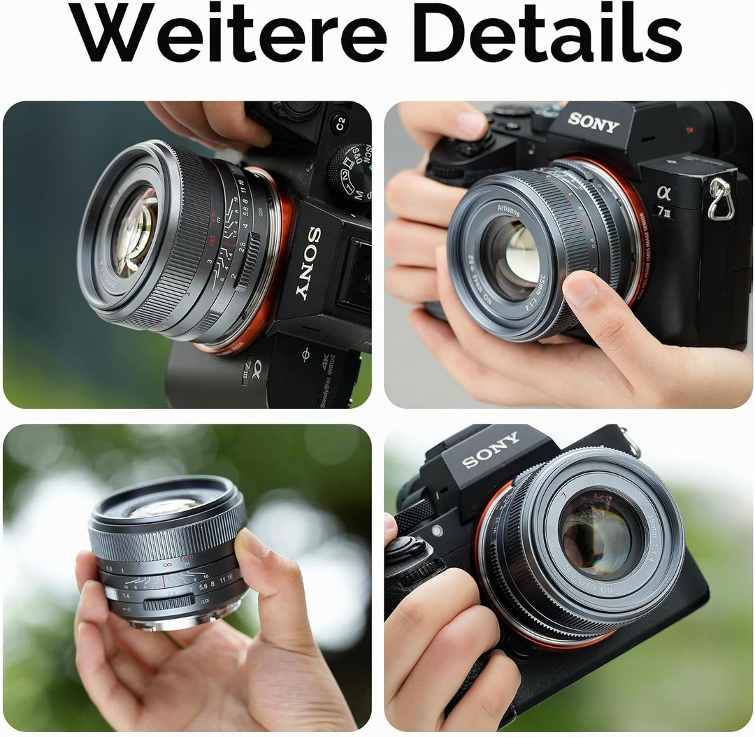 7artisans 35 mm F1.4 Mark Ⅱ Vollformat Festbrennweite mit manueller Fokussierung und grosser Blende,