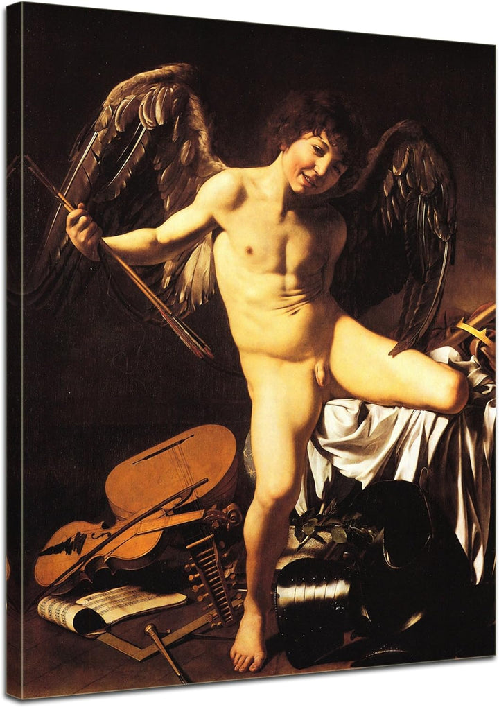 Bilderdepot24 Bild auf Leinwand | Caravaggio Amor als Sieger in 60x80 cm als Wandbild | Wand-deko De