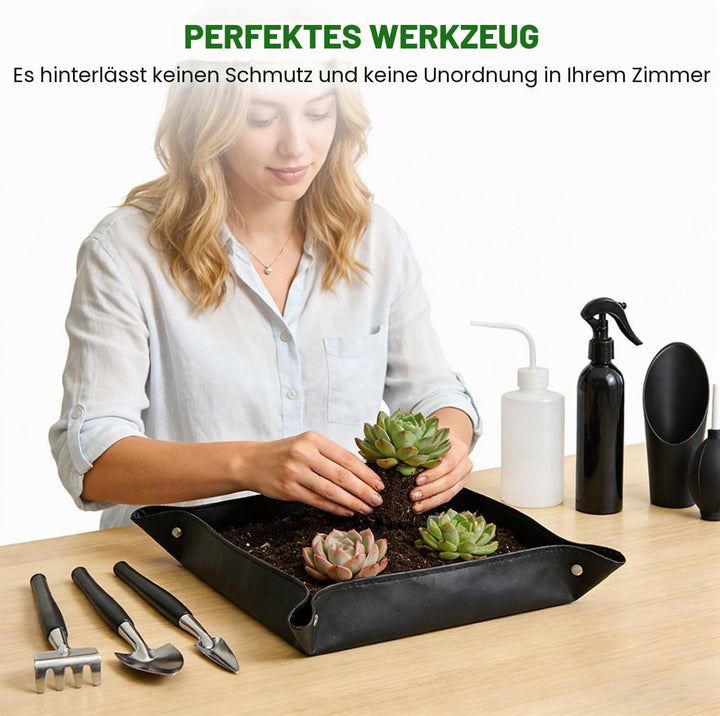 Bonsai Werkzeug Set 16 Stück, Sukkulenten-Werkzeuge mit Umtopfmatte, Setzlingsheber &amp; Pflanzen Zubeh
