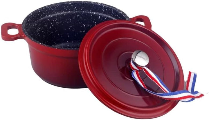 Kamberg – 0008192 – Set aus 4 Minischmortöpfen mit 12 cm Durchmesser, rund, rot geflammt – Aluminium