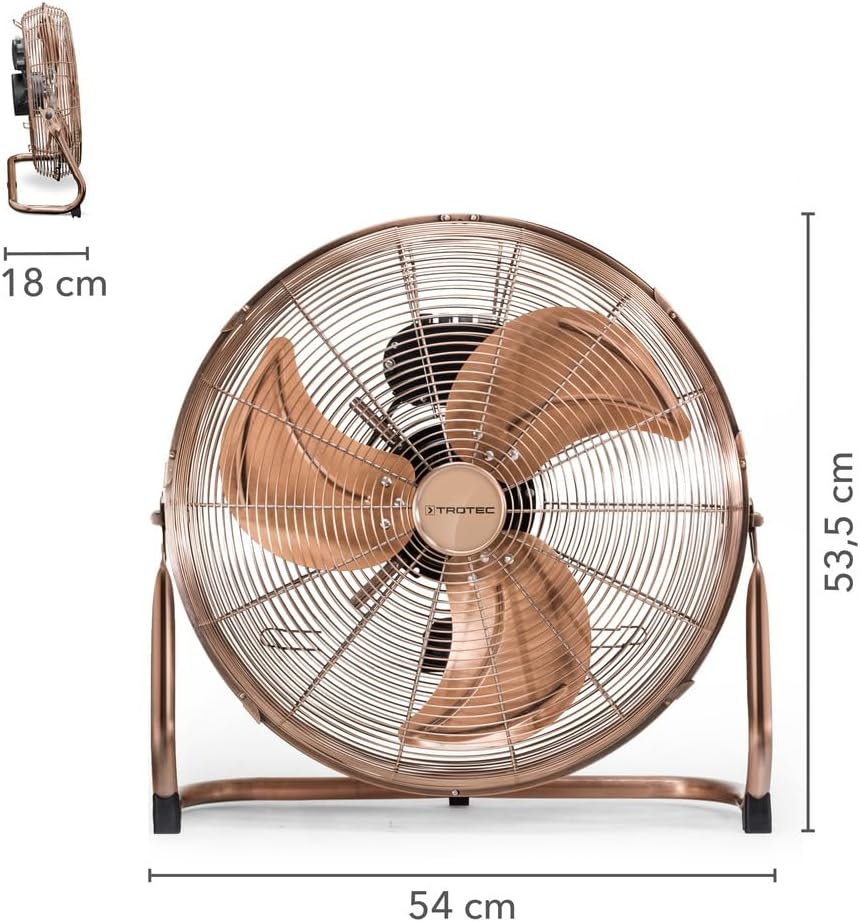 TROTEC Bodenventilator TVM 17 – 100 Watt, Neigungswinkel 110°, 3 Stufen, Ø 45 cm, kippfester Stand,