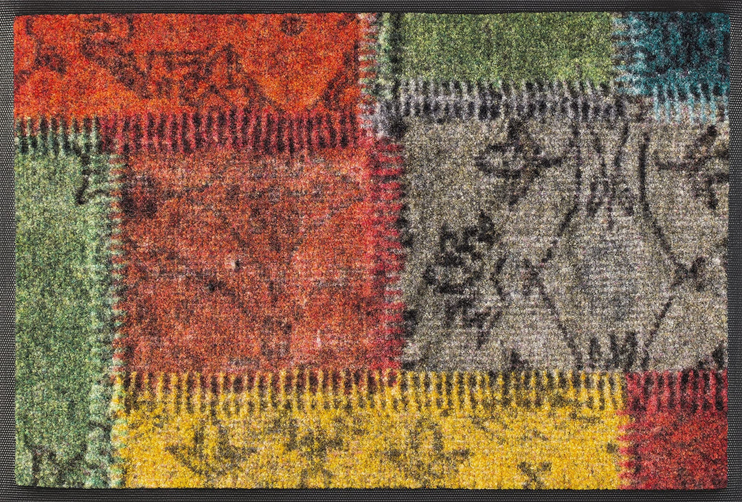 wash+dry Fussmatte, Vintage Patches 40x60 cm, innen und aussen, waschbar 40x60cm, 40x60cm