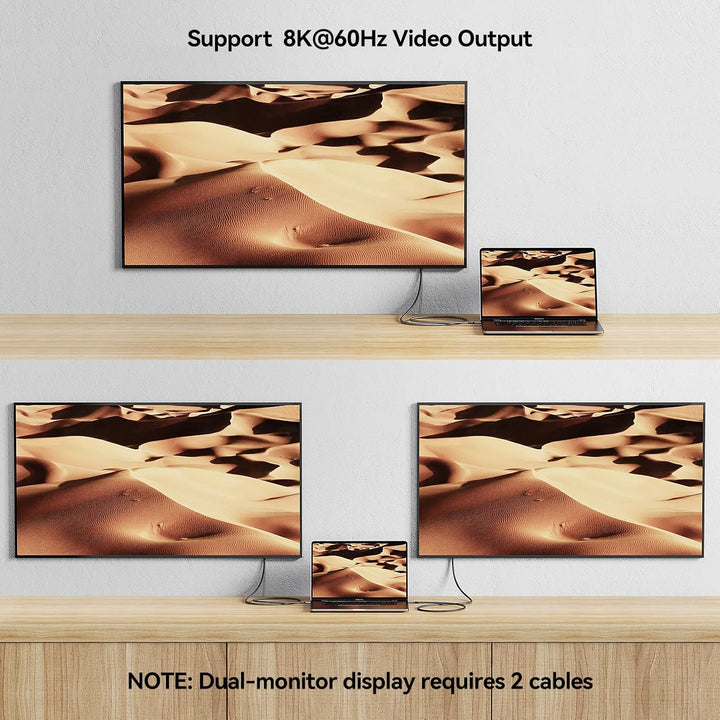 iDsonix USB Kabel für Thunderbolt 4 Kabel, Kompatibel mit 40Gbps Datenübertragung, 8K@60HZ / Dual-4K