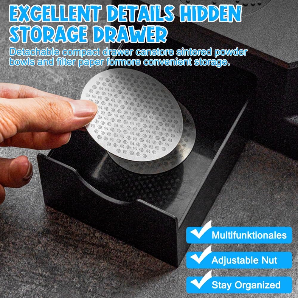 Tamperstation für Barista(51-58mm), Tamping Station aus ABS, Einstellbar Coffee Schwarz Tamper Stati
