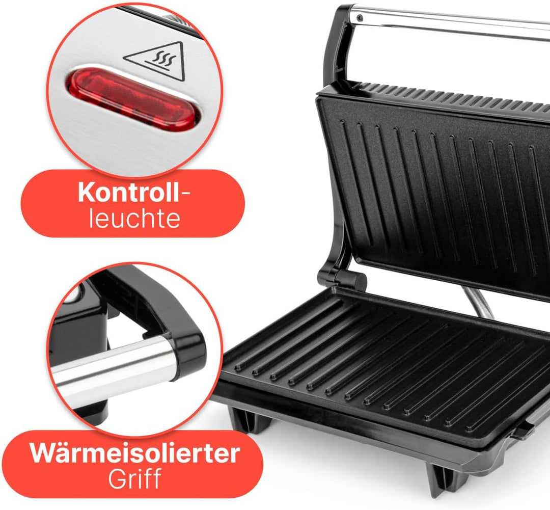 Bomann® Kontaktgrill | beidseitiges fettfreies Grillen | 700W | antihaftbeschichtete Grillplatten |