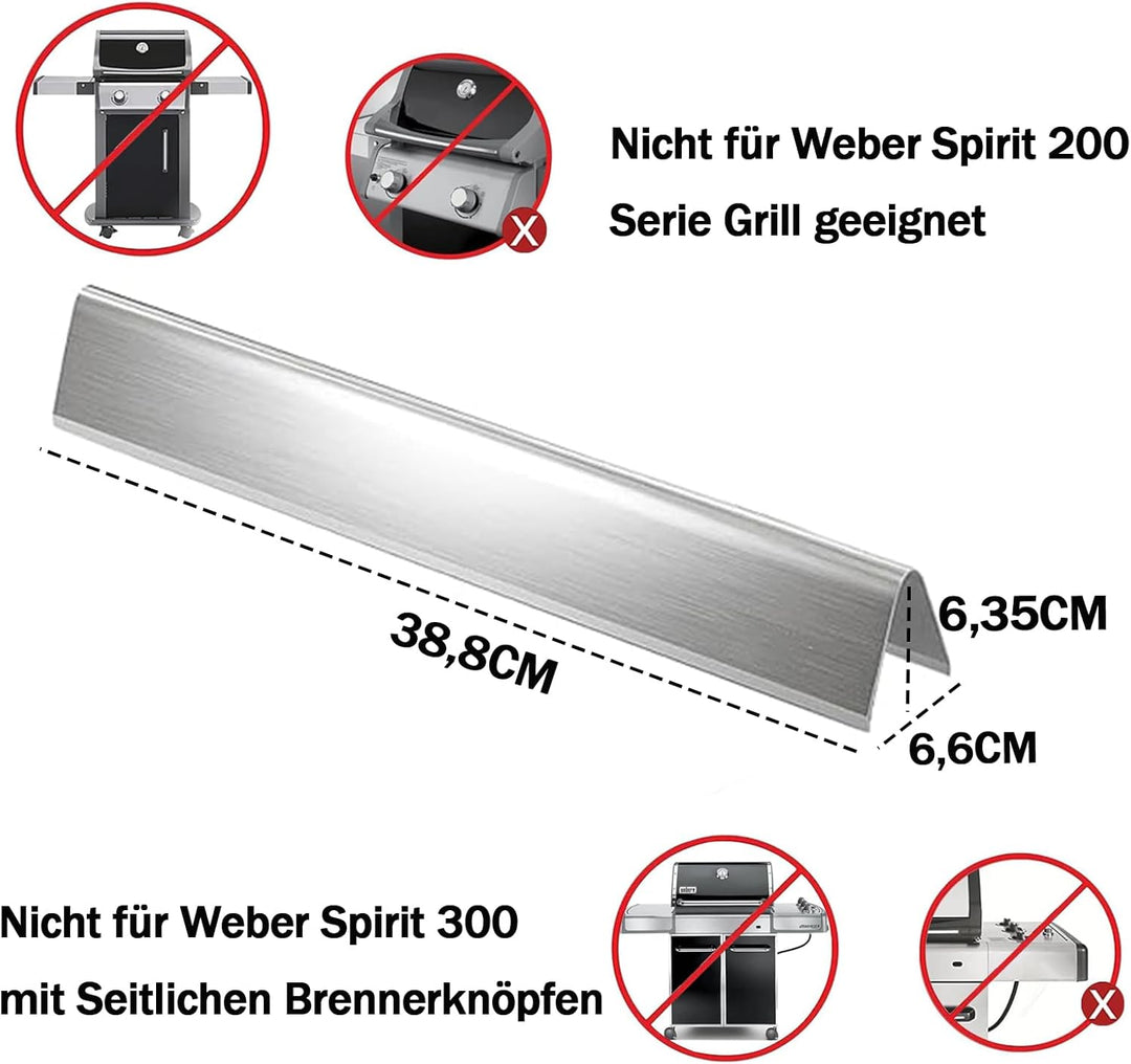 7636 Edelstahl Flavorizer Bars für Weber Spirit 300 Grill, 38,8CM Aromaschienen für Weber Spirit E31