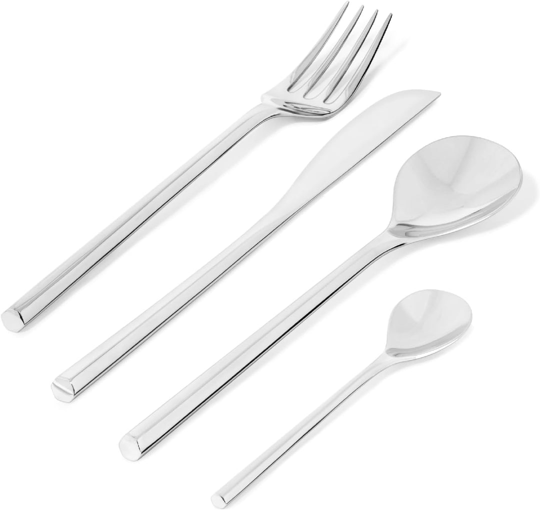 Alessi TI04S24 MU Besteckgarnitur 24 TLG. bestehend aus 6 Tafellöffel-Messer-Gabel und 6 Kaffeelöffe