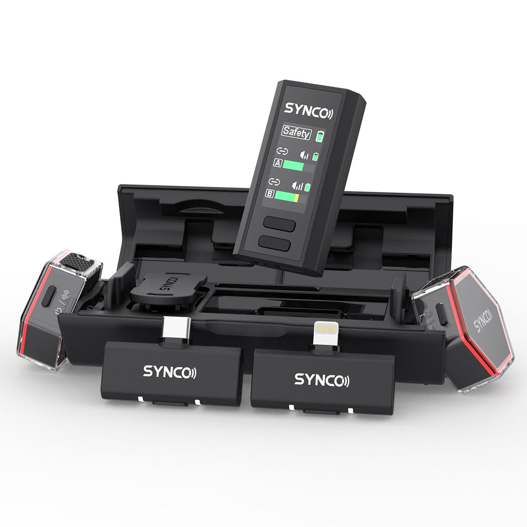 SYNCO G4 Kabelloses Lavalier-Mikrofon für iPhone7-17/Android/Kamera, 2,4 GHz Dual-Channel, 20 h Akku