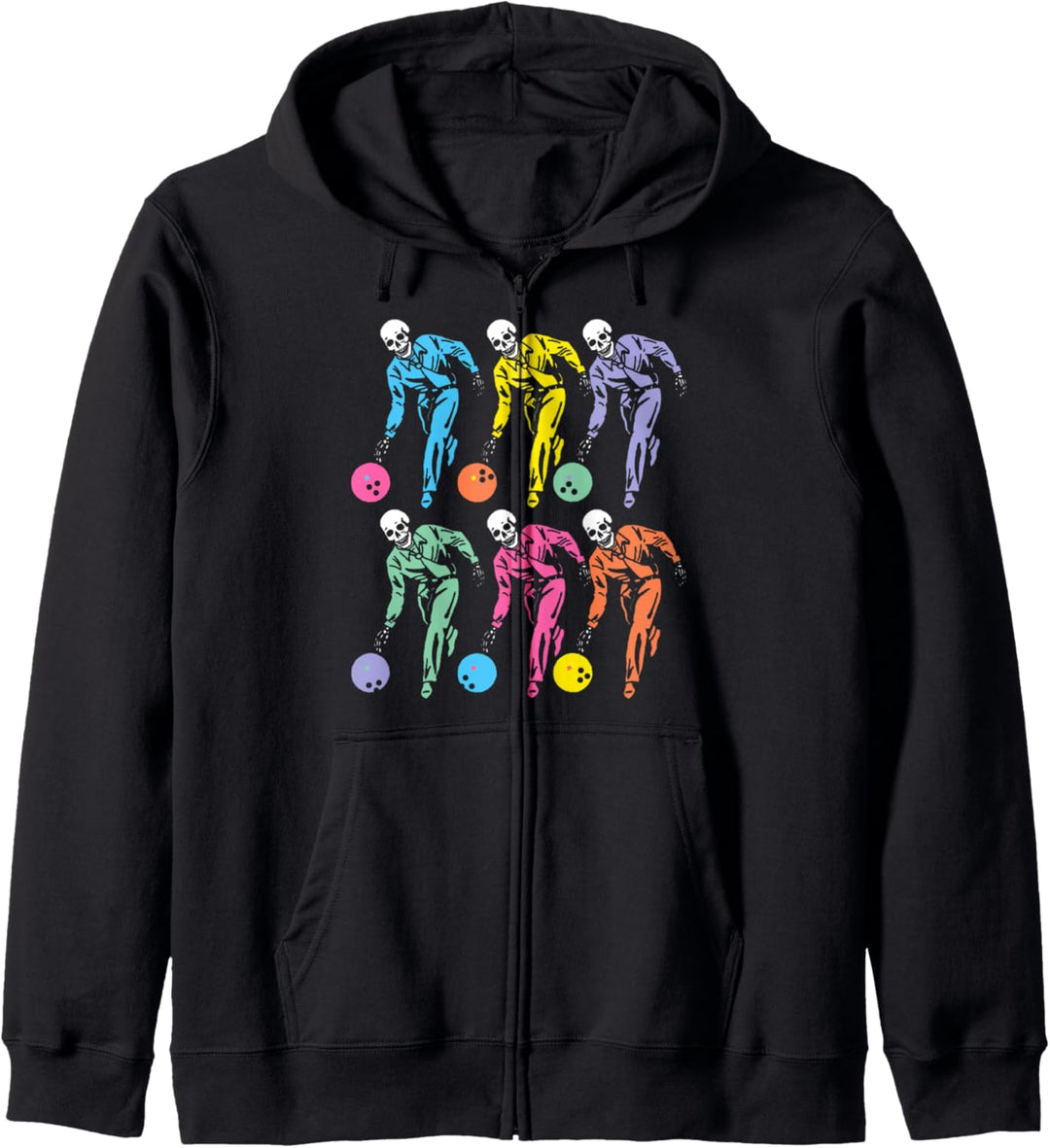 Vintage Bowling Skeleton Retro Pop Art Bowler Skull 80s Kapuzenjacke