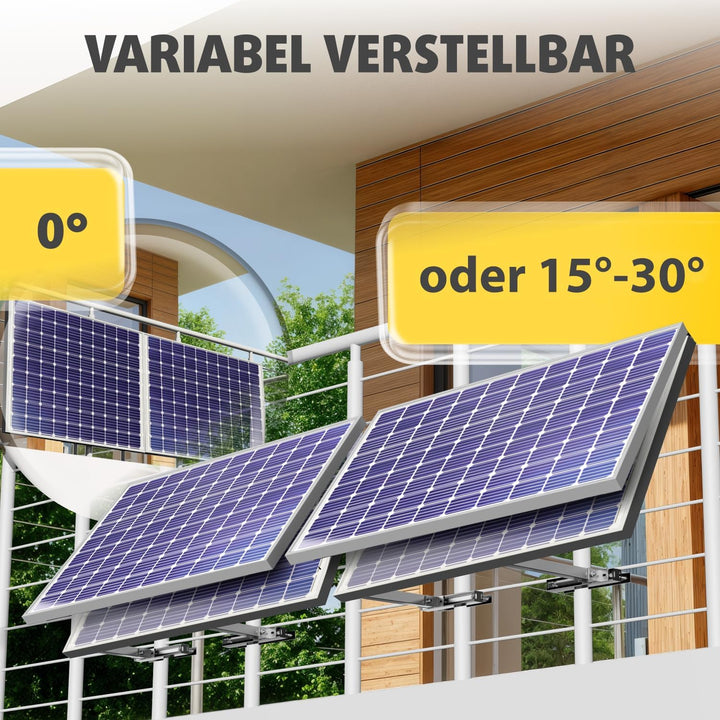 Avoltik 2X Balkonkraftwerk Halterung Balkon ECKIG für alle Solarpanel-Grössen Solarmodul Halterung a