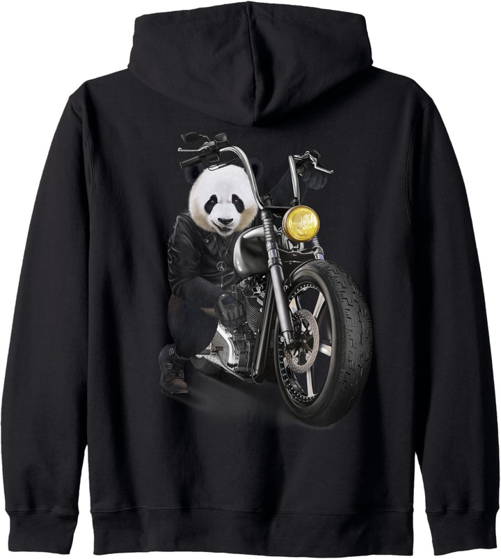 Riesenpanda, die ein Zerhackermotorrad reitet Kapuzenjacke