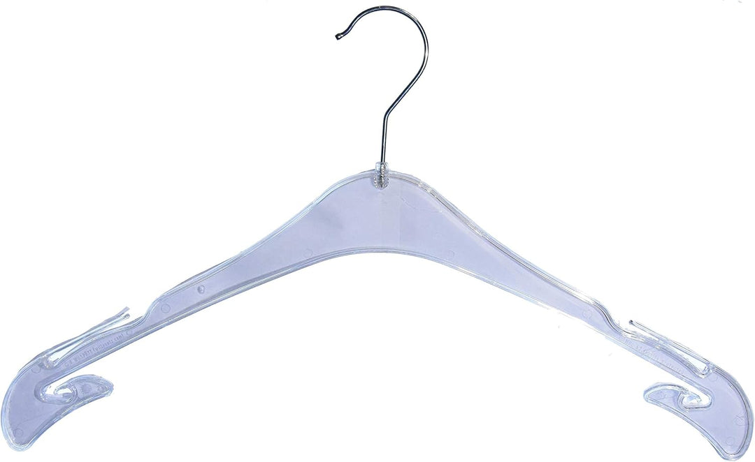 20 STK. Kunststoffkleiderbügel, glasklar, mit Rockkerben, ca. 43 cm lang, Made in EU