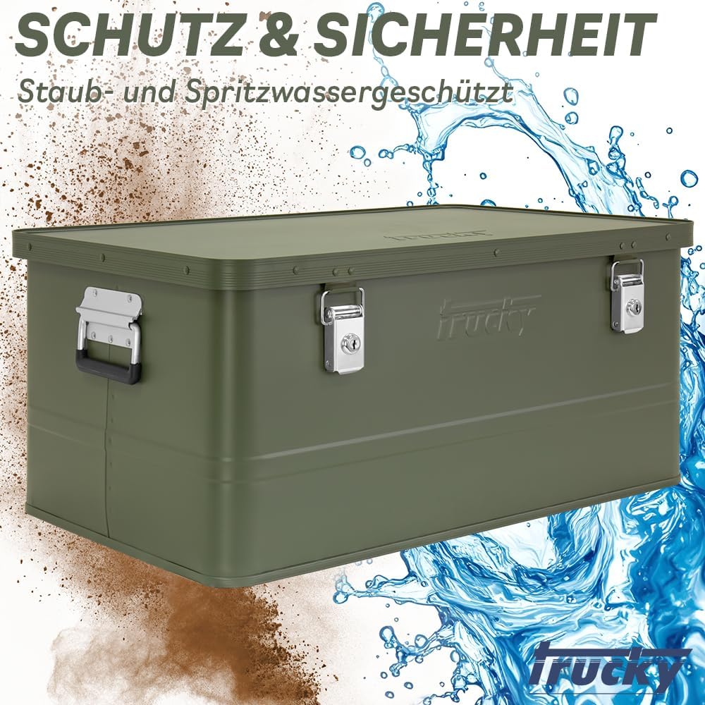 Aluminium Box mit Deckel Grün Alu Kiste Box Alukiste 85 Liter Transportbox Metallbox Alu Aufbewahrun