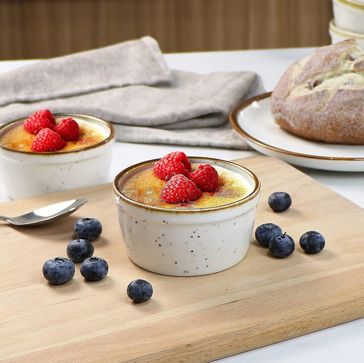 ONEMORE Auflaufförmchen aus Keramik, 227 ml, spülmaschinenfest, Mini-Schalen für Pudding, Souffle, E