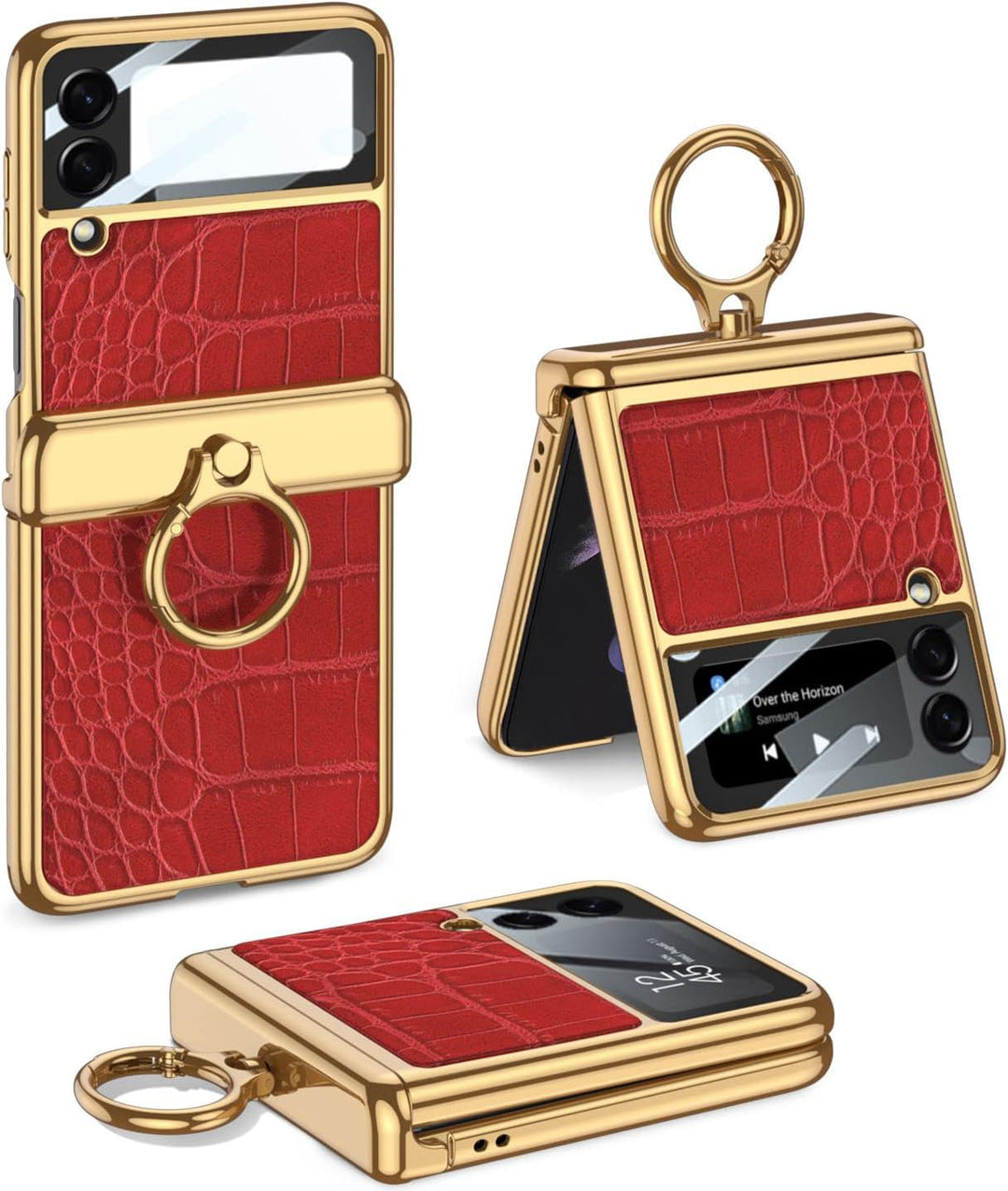 COQUE Galaxy Z Flip 3 Hülle mit Schlaufe,ultradünne Schale aus gehärteter Folie,integriertes glänzen