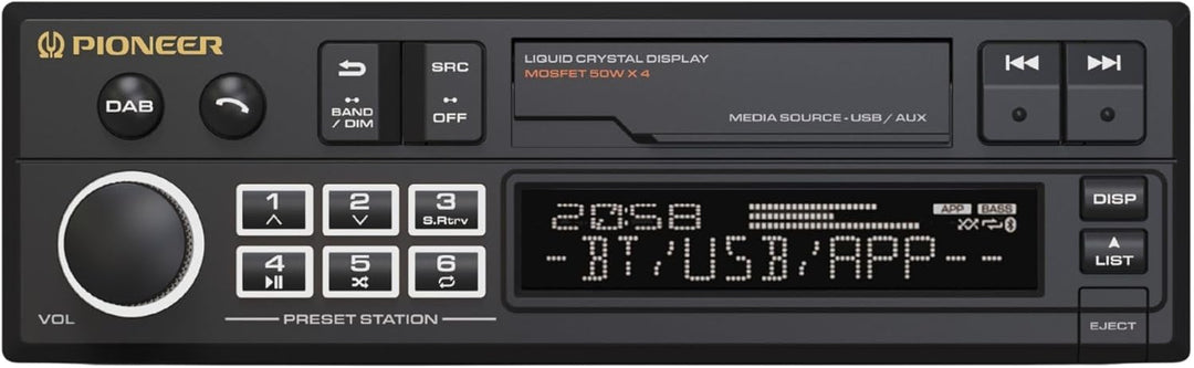 Pioneer SXT-C10PS Autoradio 1-DIN: Retro-Design mit modernster Technik, Bluetooth®, DAB+, USB, AUX,