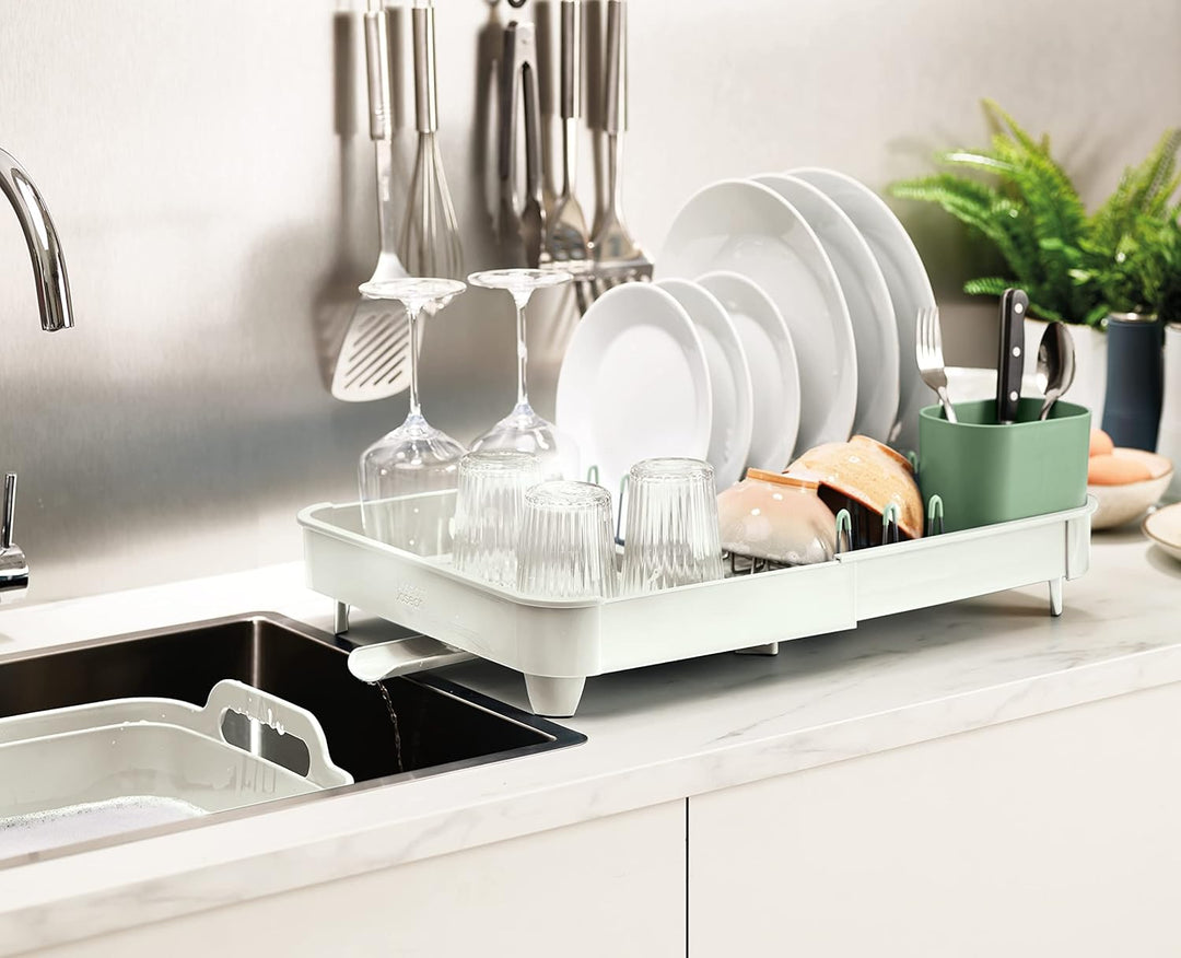Joseph Joseph Extend Ausziehbares Abtropfgestell - Light Stone/Sage, Verstellbarer Geschirrabtropfko