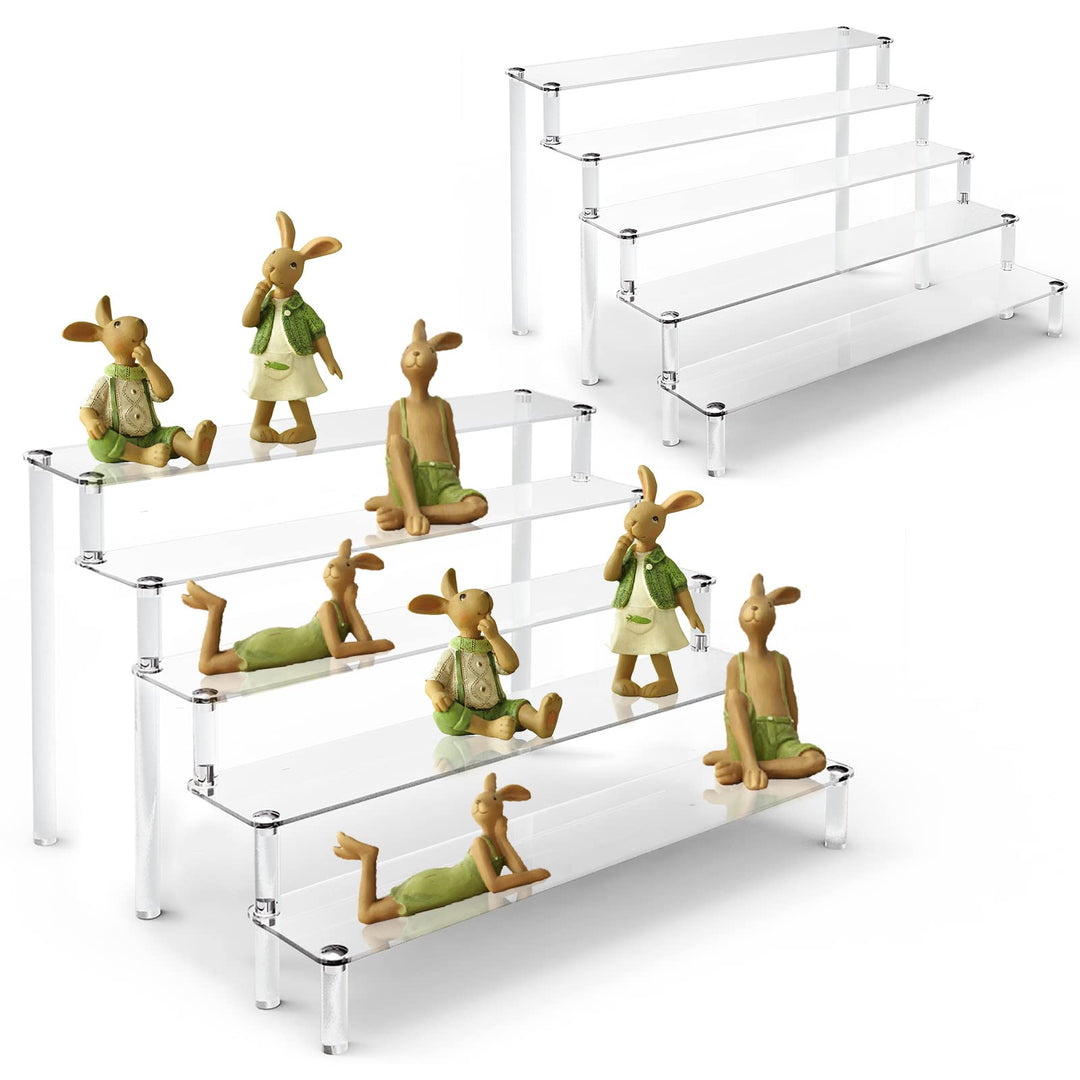 Giyiprpi 5-Stufig Acryl Display Ständer, Transparentes Tischplatte Klar Riser Display Regal für Deko