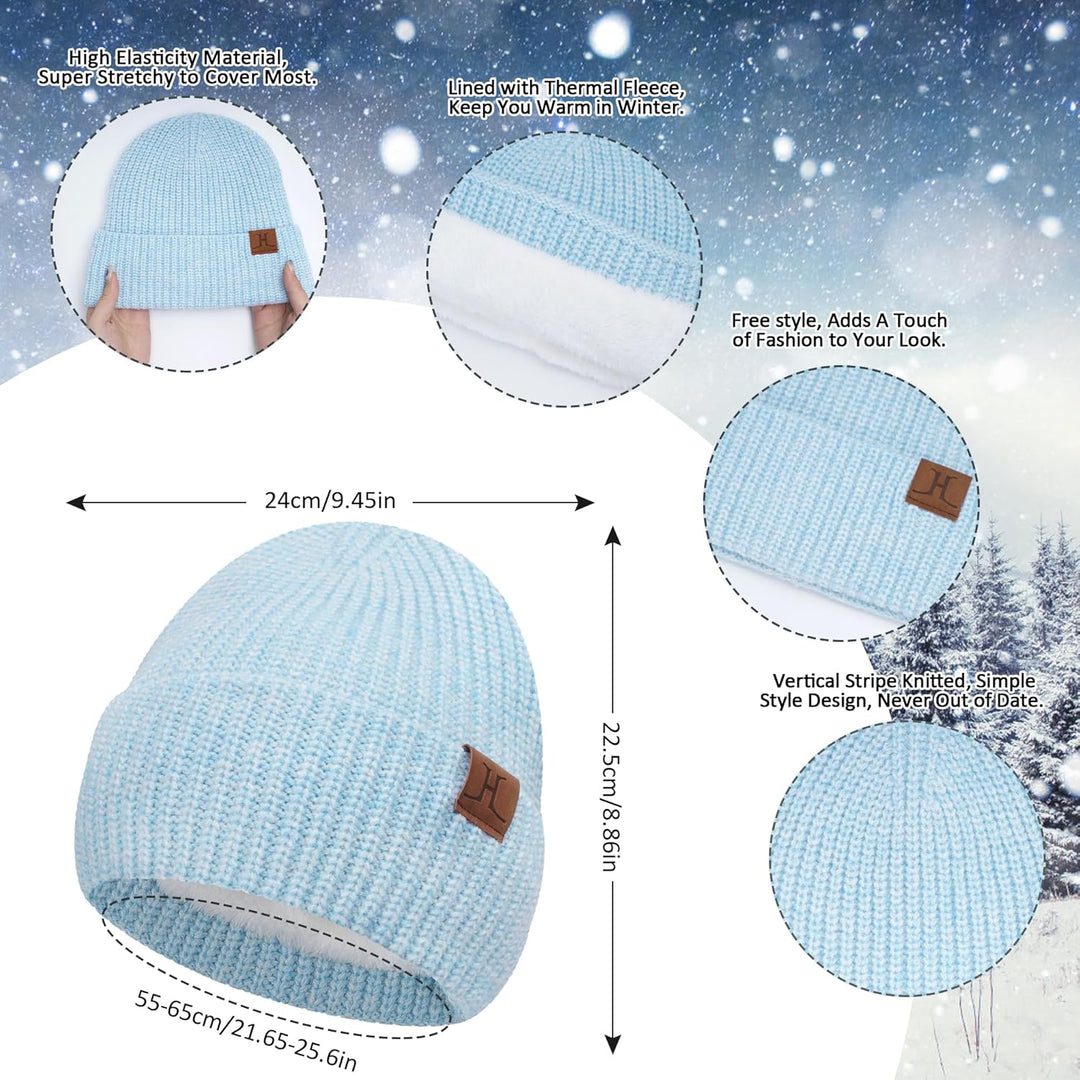 ZASFOU Damen Winter Mütze Schal Touchscreen Handschuhe Set Thermo Beanie Wintermütze Strickmütze Sch