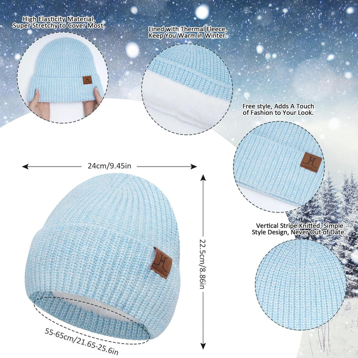 ZASFOU Damen Winter Mütze Schal Touchscreen Handschuhe Set Thermo Beanie Wintermütze Strickmütze Sch
