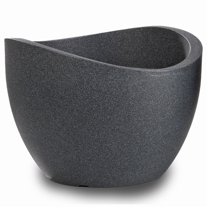 Scheurich Wave Globe, Pflanzgefäss aus Kunststoff, Schwarz-Granit, 40 cm Durchmesser, 22,2 cm hoch,