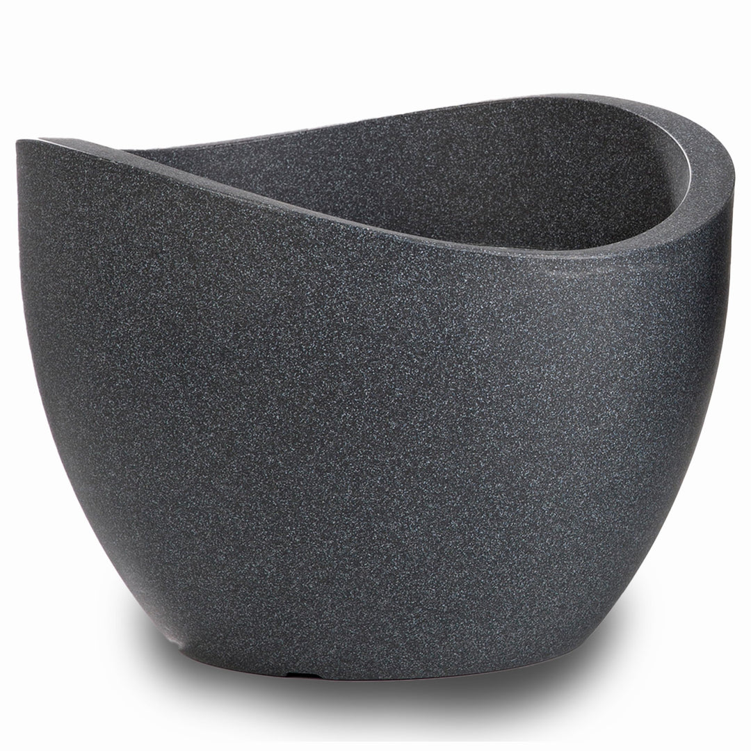 Scheurich Wave Globe, Pflanzgefäss aus Kunststoff, Schwarz-Granit, 30 cm Durchmesser, 22 cm hoch, 19