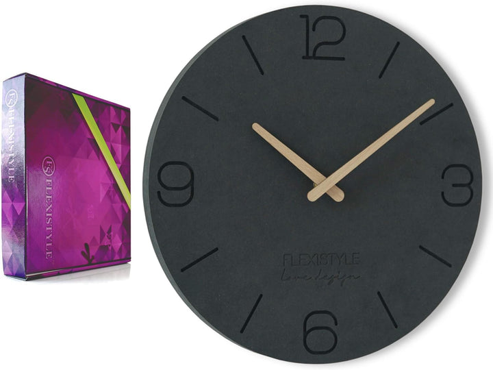 FLEXISTYLE Wanduhr ohne tickgeräusche ECO 30cm, Wohnzimmer, Schlafzimmer, in Europa hergestellt (Sch