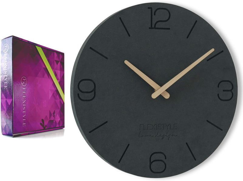 FLEXISTYLE Wanduhr ohne tickgeräusche ECO 30cm, Wohnzimmer, Schlafzimmer, in Europa hergestellt (Sch