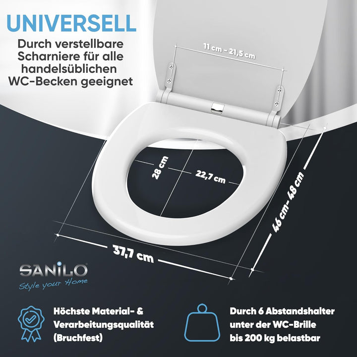 Sanilo WC-Sitz mit Absenkautomatik I Hochwertiger Toilettensitz aus Holz I Toilettendeckel in versch
