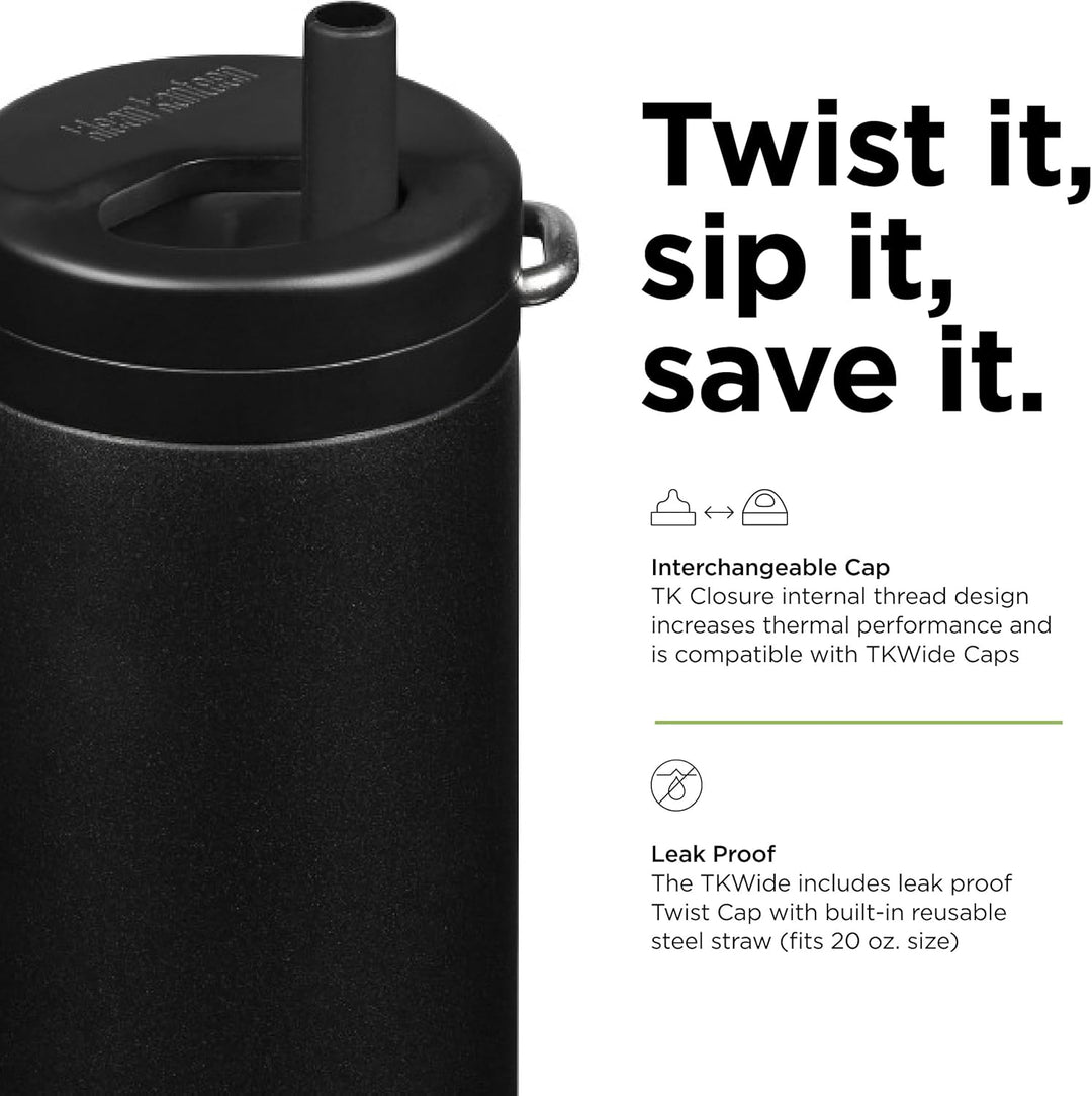 Klean Kanteen TKWide 590 g (mit Drehkappe) – Schwarz