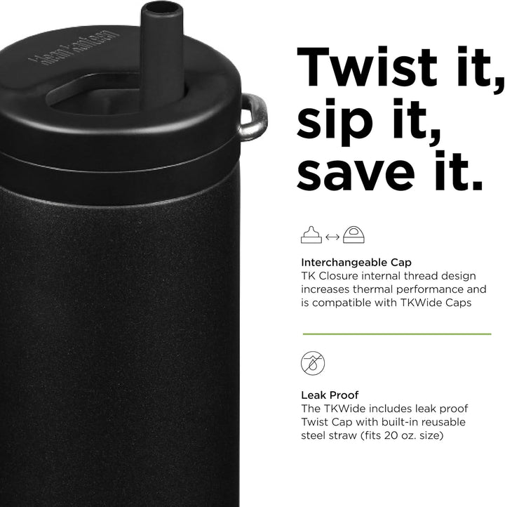 Klean Kanteen TKWide 590 g (mit Drehkappe) – Schwarz
