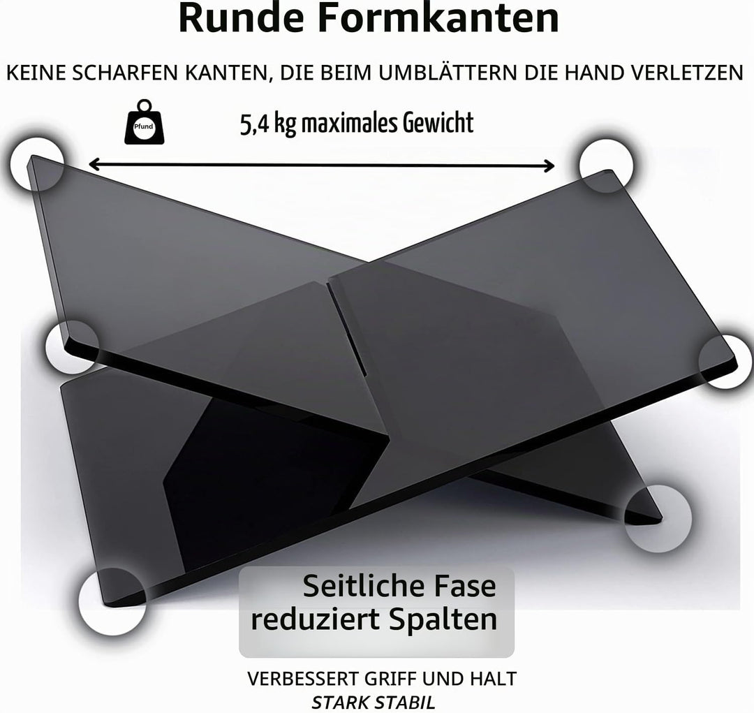 Honygebia Schwarzer Acryl Buchständer - Kreuzrahmen Acryl Buchhalter, Luxus Plexiglas Leseständer of