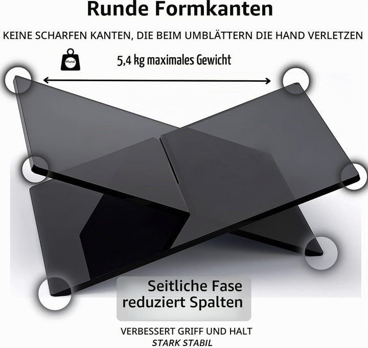 Honygebia Schwarzer Acryl Buchständer - Kreuzrahmen Acryl Buchhalter, Luxus Plexiglas Leseständer of