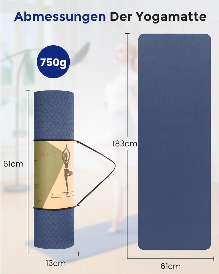 Narwhal Yogamatte Rutschfest Fitnessmatte Umweltfreundliche TPE Sportmatte mit Tragegurt Gymnastikma