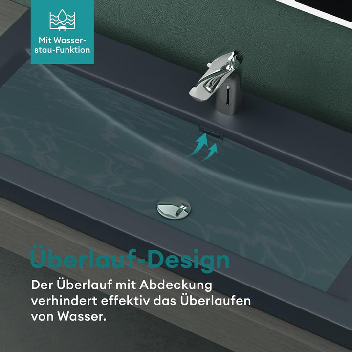 Mai & Mai Waschbecken Einbauwaschbecken Waschschale Waschtisch Mineralguss Matt Anthrazit Rechteckig