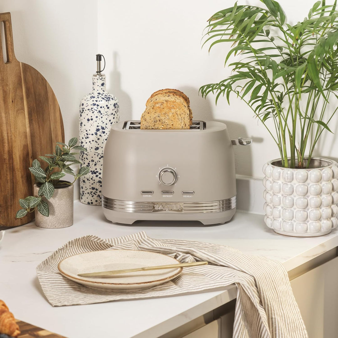 Salter Rise 2-Scheiben-Toaster – 800 W, 7 Bräunungsstufen, breite Schlitze, Hochhebe-Auswurf, heraus